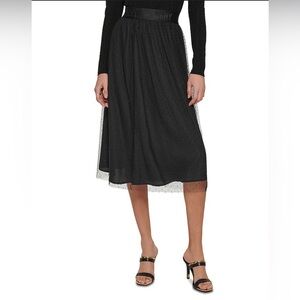 DKNY black sparkly embellished tulle midi skirt